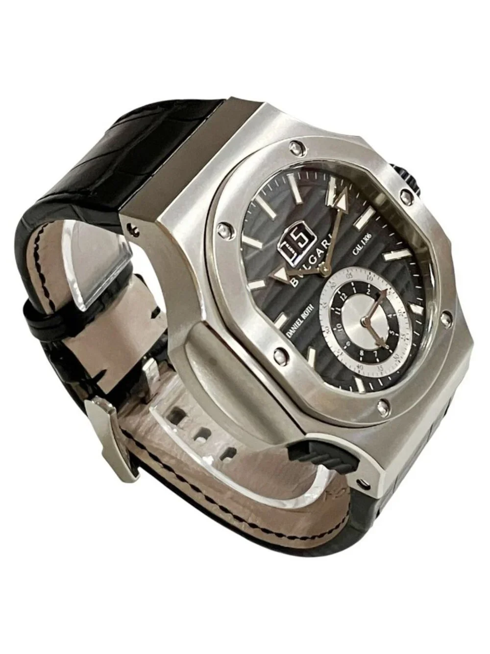 Bvlgari Daniel Roth Chrono Sprint Watch SS Leather Quartz Black Dial